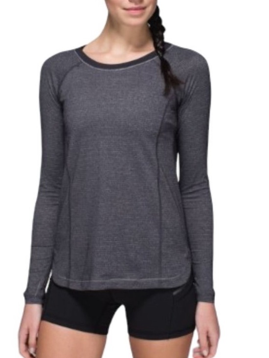 lululemon athletica Tops - Lululemon Heathered Slate Turn It Up Long Sleeve Running Shirt Size S